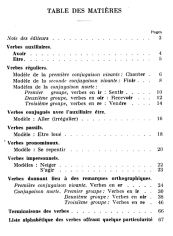 Verbes Fran�ais: Table des mati�res,
                        contenu