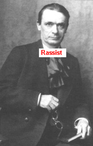 Rudolf Steiner,
Portrait eines Rassisten mit Brille und Buch Rudolf Steiner, Portrait eines Rassisten
mit Brille und Buch