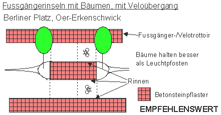 Fussg�ngerinseln mit B�umen, mit
                        Velo�bergang, Oer-Erkenschwick