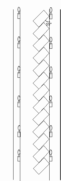 Parkplatzanordnung schr�g im 55-Grad-Winkel
                        in Einbahnstrasse auf der rechten Seite