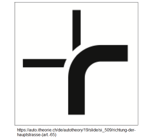 8. Ergänzungssignal: Kreuzung mit
Hauptstrasse mit Kurve (Richtung der
Hauptstrasse) (Art. 65) 8.
Ergänzungssignal: Kreuzung mit
Hauptstrasse mit Kurve (Richtung der
Hauptstrasse) (Art. 65)