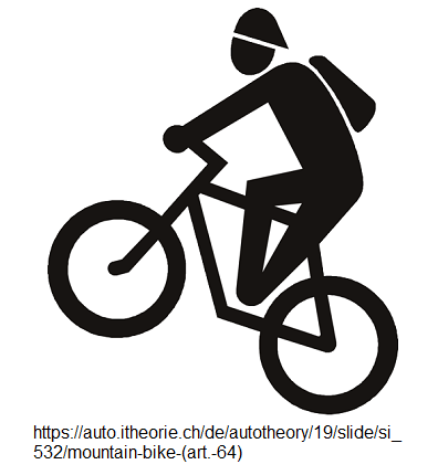 29. Ergänzungssignal Mountain-Bike
(Art. 64) 29. Ergänzungssignal
Mountain-Bike (Art. 64)