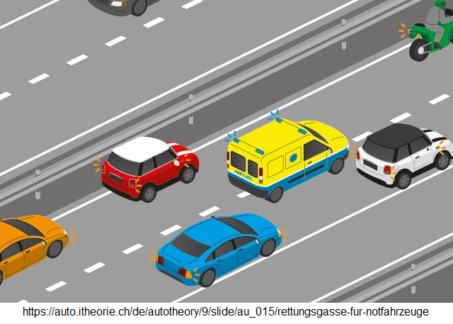 18. Bei Stau auf Autobahnen und
Autostrassen: Die Rettungsgasse bilden 18. Bei Stau auf Autobahnen und
Autostrassen: Die Rettungsgasse bilden