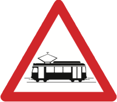 18. Gefahrensignal: Achtung Tram /
Strassenbahn (Art. 10) 18.
Gefahrensignal: Achtung Tram /
Strassenbahn (Art. 10)