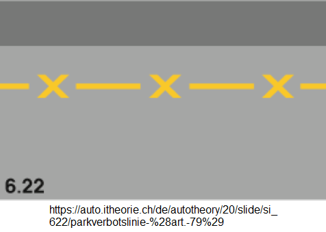 25. Parkverbotslinie
(Haltelinie): Kurzes Halten und
Güterumschlag erlaubt 25.
Parkverbotslinie (Haltelinie): Kurzes
Halten und Güterumschlag erlaubt