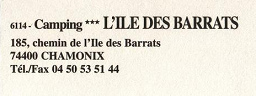 Chamonix, Camping Ile des Barrats, Adresse