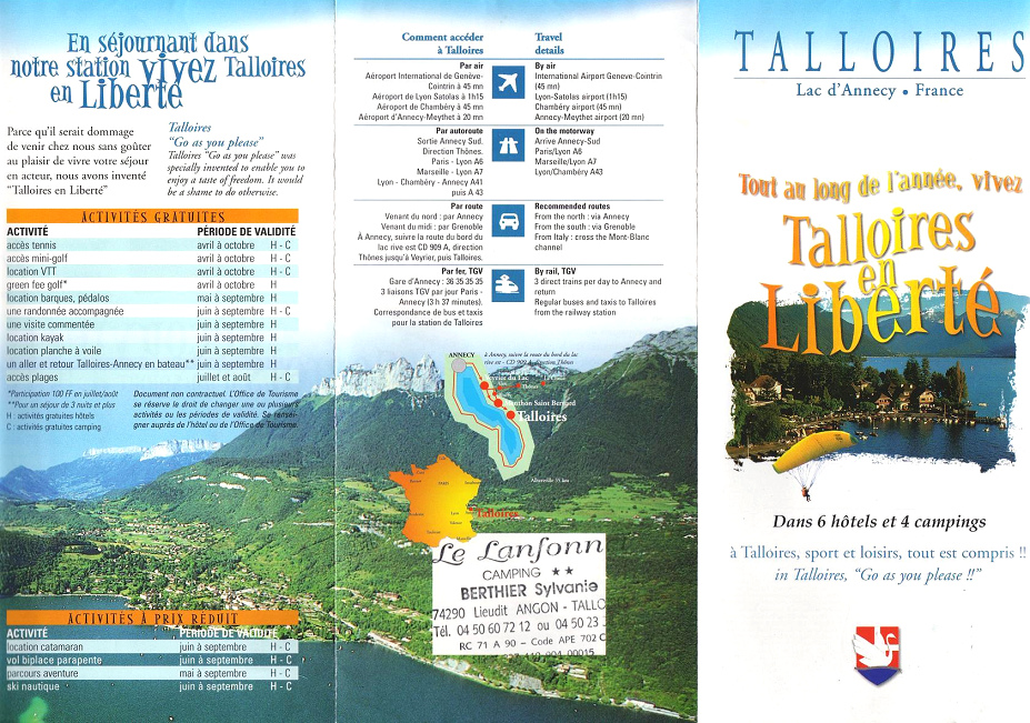 Ein Prospekt über
Talloires Ein
Prospekt über Talloires