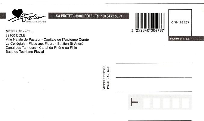 Dole, Ansichtskarte, R�ckseite