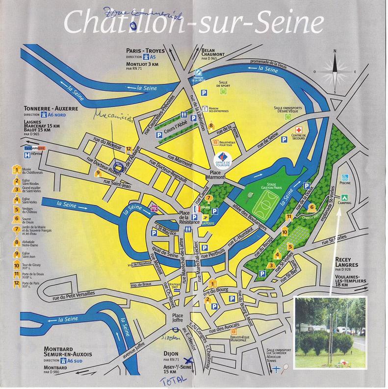 Ch�tillon sur Seine Stadtplan, plan de ville