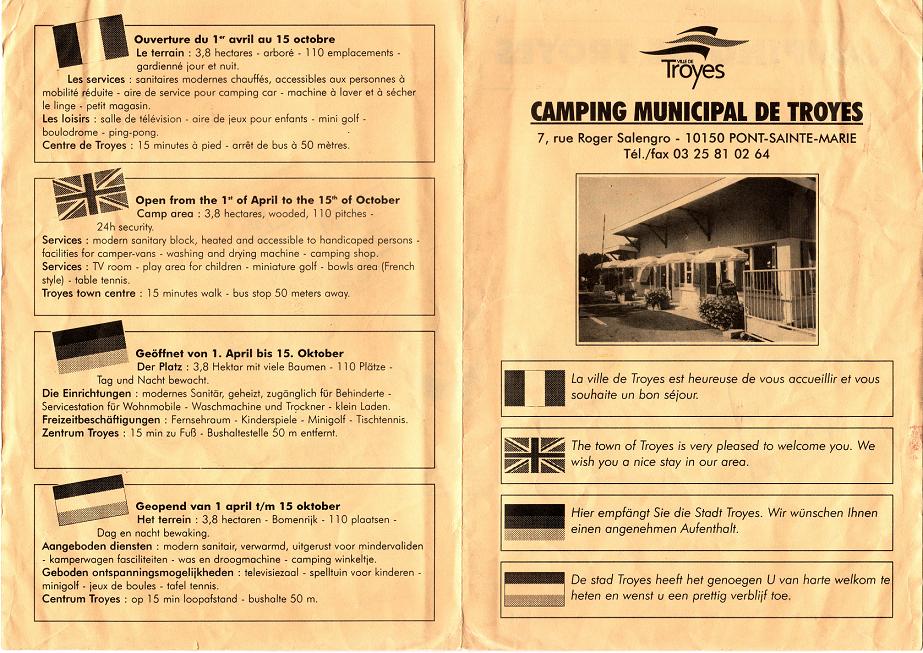 Troyes Camping Prospekt Vorderseite