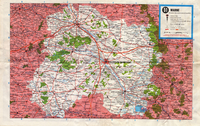 Karte des Departements Marne