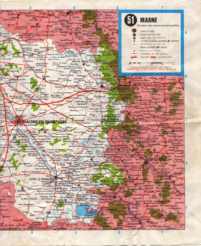 Karte des Departements Marne,
                              Ostteil