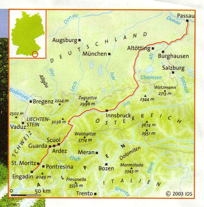Karte:
                Inn-Radwanderweg / Veloroute