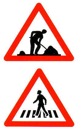 Kombination der Warnsignale
Baustelle und Fussgängerstreifen Kombination der Warnsignale
Baustelle und Fussgängerstreifen