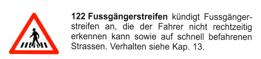 Verkehrszeichen: Gefahrsignal Achtung
                      Fussg�ngerstreifen