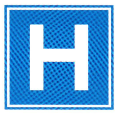 Verkehrszeichen: Hinweissignal Spital Verkehrszeichen: Hinweissignal Spital