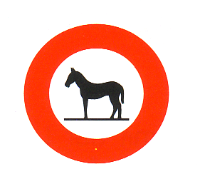 Verkehrszeichen: Vorschriftssignal Verbot f�r
                      Pferde, Vieh