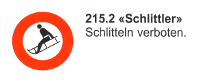Verkehrszeichen: Vorschriftssignal Verbot f�r
                      Schlittenfahren