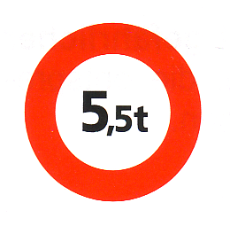 Verkehrszeichen: Vorschriftssignal
                      H�chstgewicht