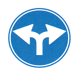 Verkehrszeichen: Vorschriftssignal
                      verpflichtendes Rechts- oder Linksabbiegen