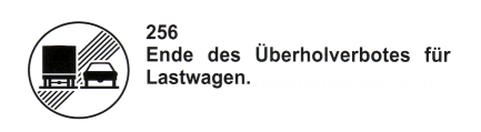 Verkehrszeichen: Vorschriftssignal
                      �berholverbot f�r Lastwagen aufgehoben