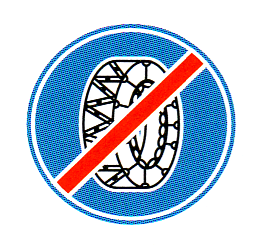 Verkehrszeichen: Vorschriftssignal
                      Schneekettenobligatorium aufgehoben