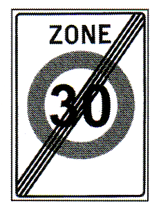 Verkehrszeichen: Vorschriftssignal
                      Tempo-30-Zone aufgehoben