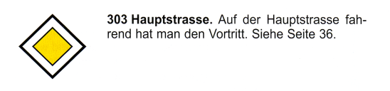 Verkehrszeichen: Vortrittssignal
              Hauptstrasse, Vortritt