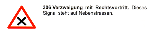 Verkehrszeichen: Kreuzung mit Rechtsvortritt