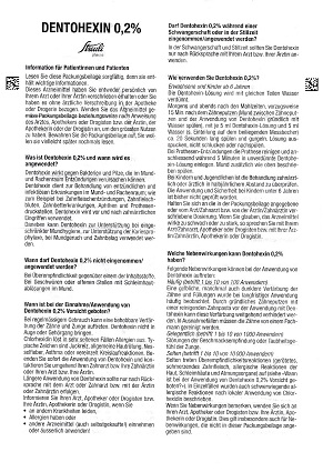Beipackzettel der Mundsp�lung gegen
                Zahnfleischbluten "Dentohexin" 01