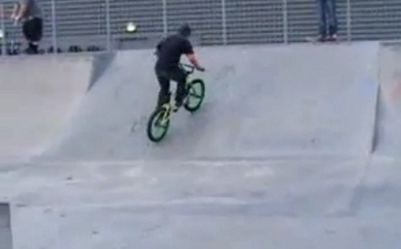 Skatepark 16: biking
                              riding backwards, Horfield District,
                              Bristol, England
