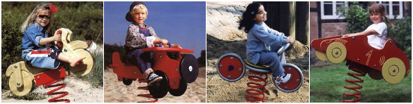 Balancines
                                        de muelles 02 con una
                                        motocicleta, con un avi�n, con
                                        una bicicleta y con un auto /
                                        coche, revista
                                        Spielen-Lernen-Bewegen,
                                        ("Jugar-Aprender-Mover"),
                                        Alemania