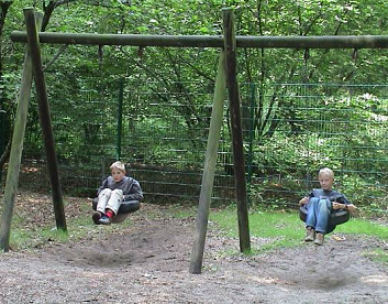 Columpio de neum�tico 11, ni�os sin
                              impulso en un camping de juveniles del
                              lago Eyll en Renania del Norte, Alemania