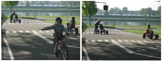 Parque infantil de
                          tr�fico 06 con coches de pedales, bicicletas y
                          un sem�foro, en Linz-Urfahr, Austria